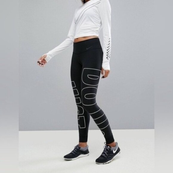 NIKE Power Legend Training Dri-Fit Just Do It JDI Graphic Logo Cuff Leggings S - Picture 1 of 14